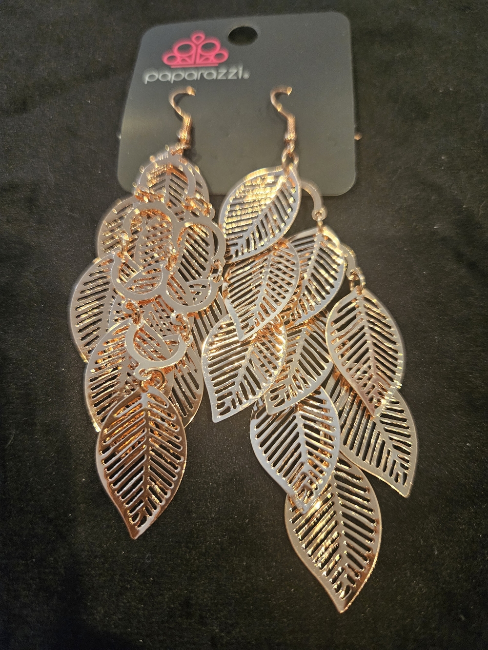 paparazzi Rose Gold Leaf Chandelier Earrings